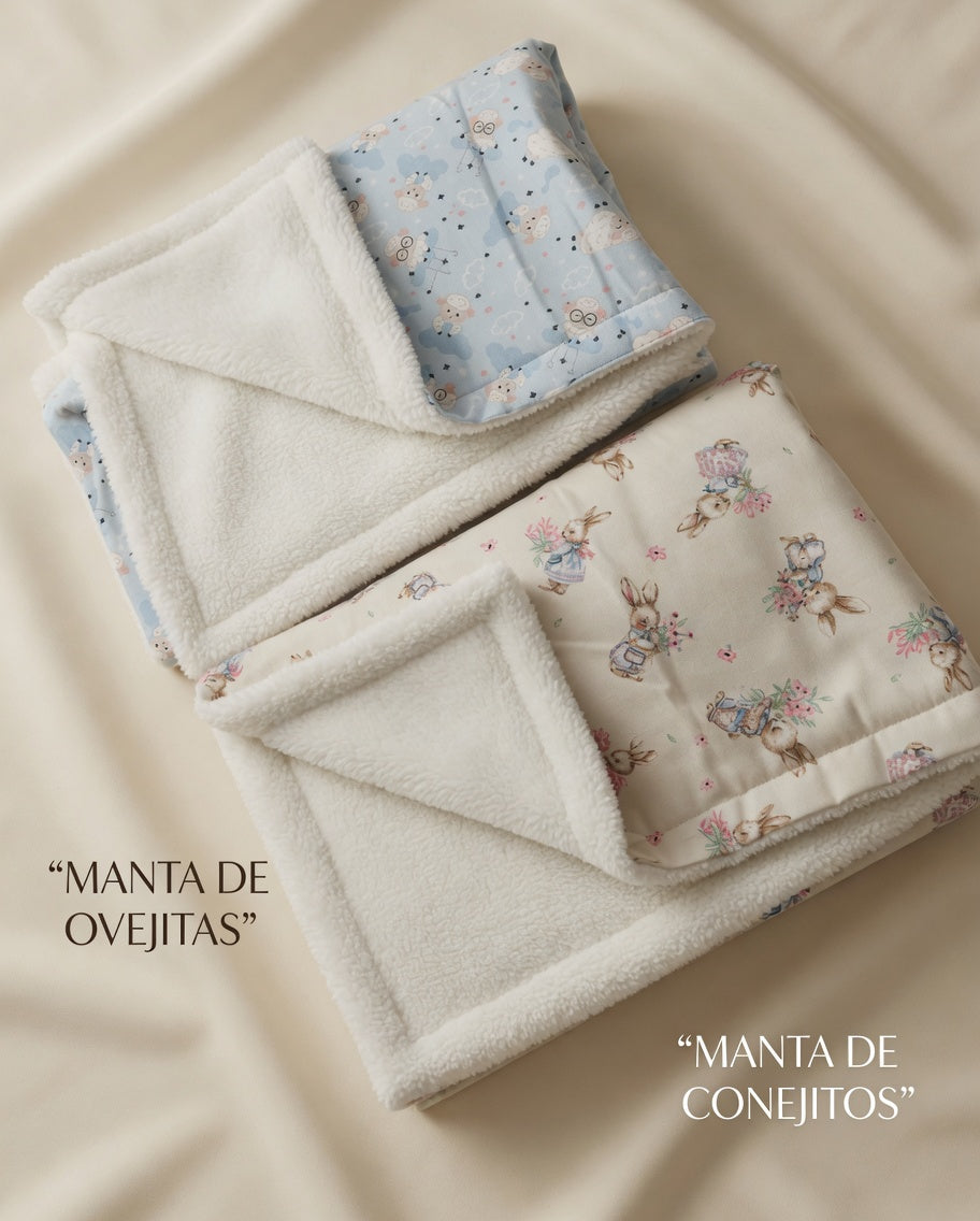 Manta de gabardina con corderito Nene- Nena -Unisex